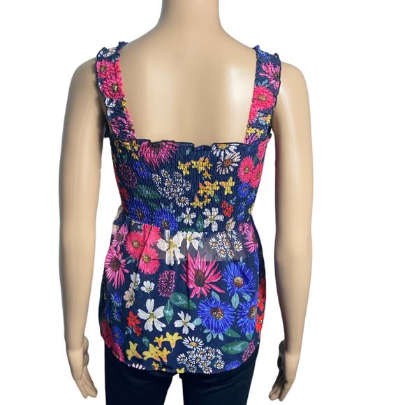 AQUA Floral Smocked Top Size XS - Picture 3 of 6